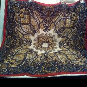Speciality House 100% silk scarf.Elegant Paisley Scarf with Red Border